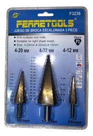 BROCA CONICA ESCALONADA 3 PCS FERRETOOLS