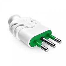 ENCHUFE MACHO 2P+T 10A GOMA BLANCO