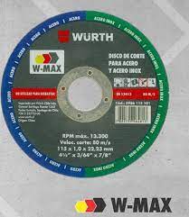 DISCO CORTE ACERO 4 1/2 W-MAX WURTH